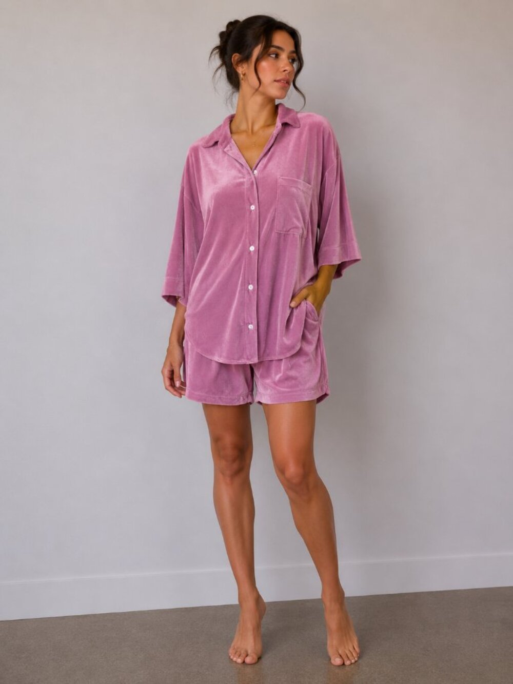 Laina Rauma Velvet Velour Top Shorts Pajama Set Size XS